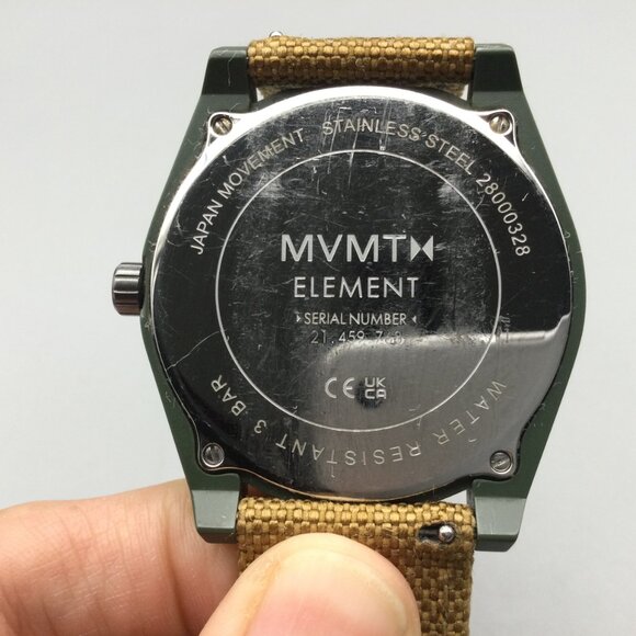 MVMT Element Watch Men 43mm Green Date Tan Nylon Band New Battery main image 4